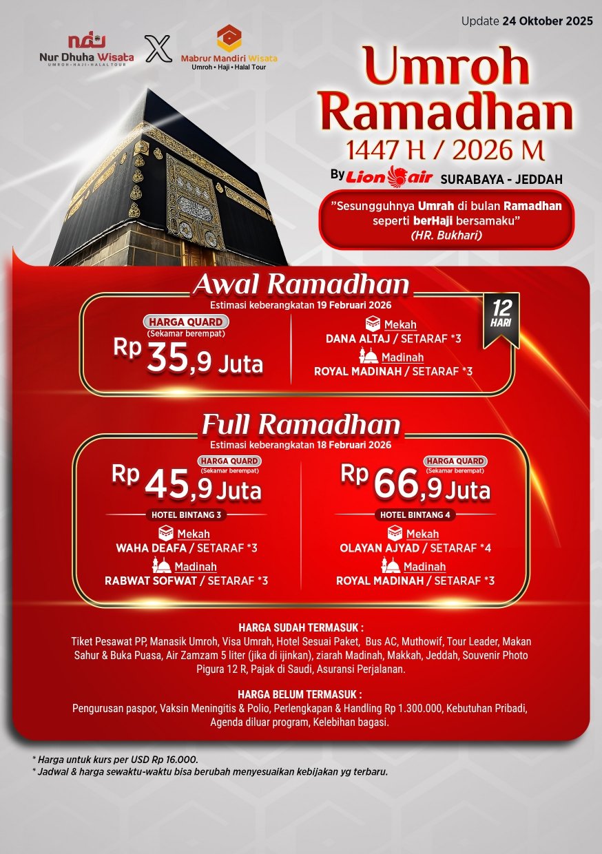 Umrah Awal Ramadhan 1447H